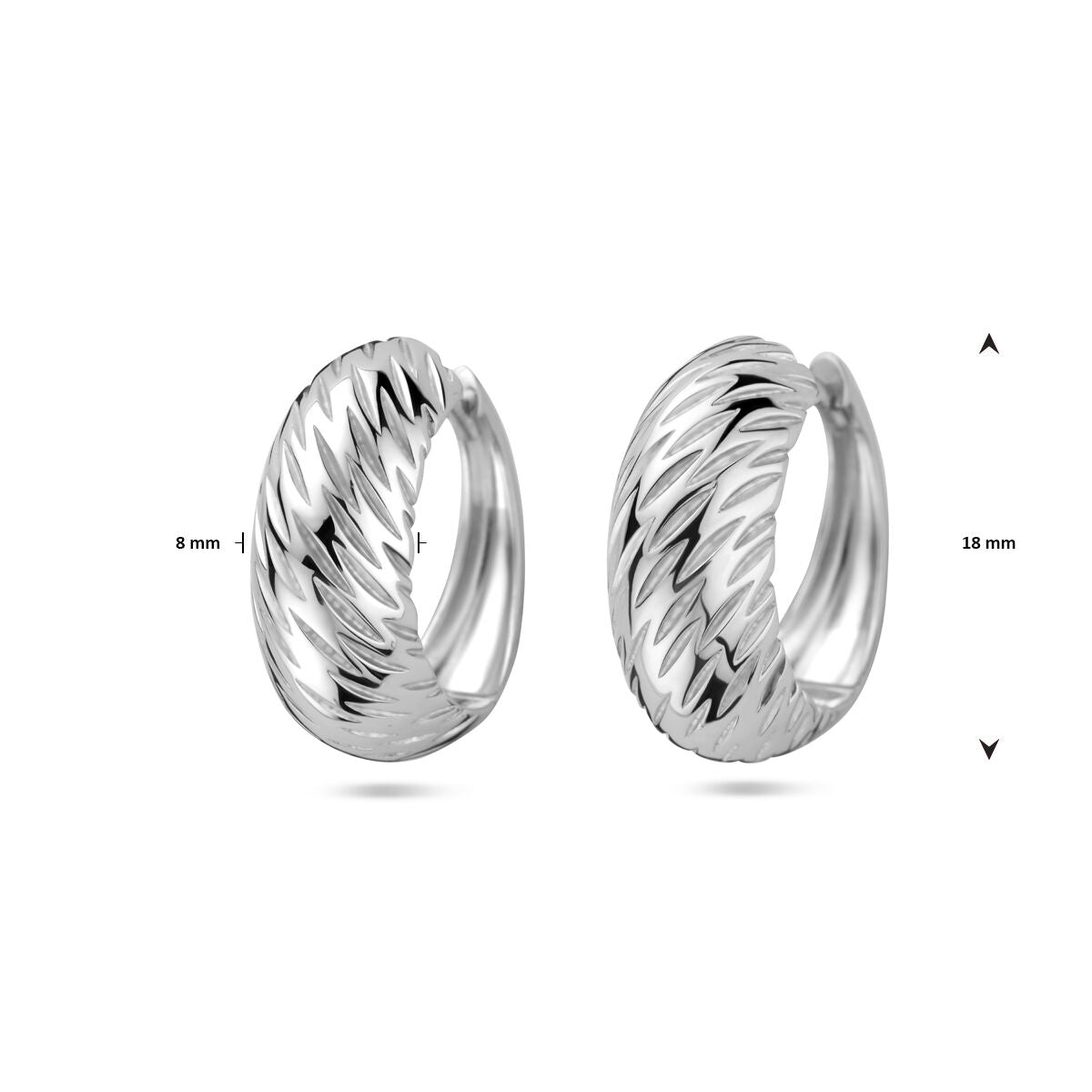 créoles poli/mat 18 mm argent rhodié