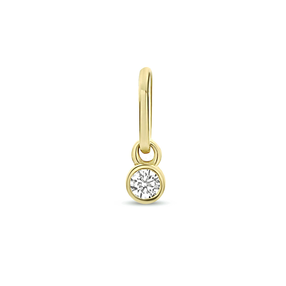 pendentif rond en or jaune 14K avec zirkonia.