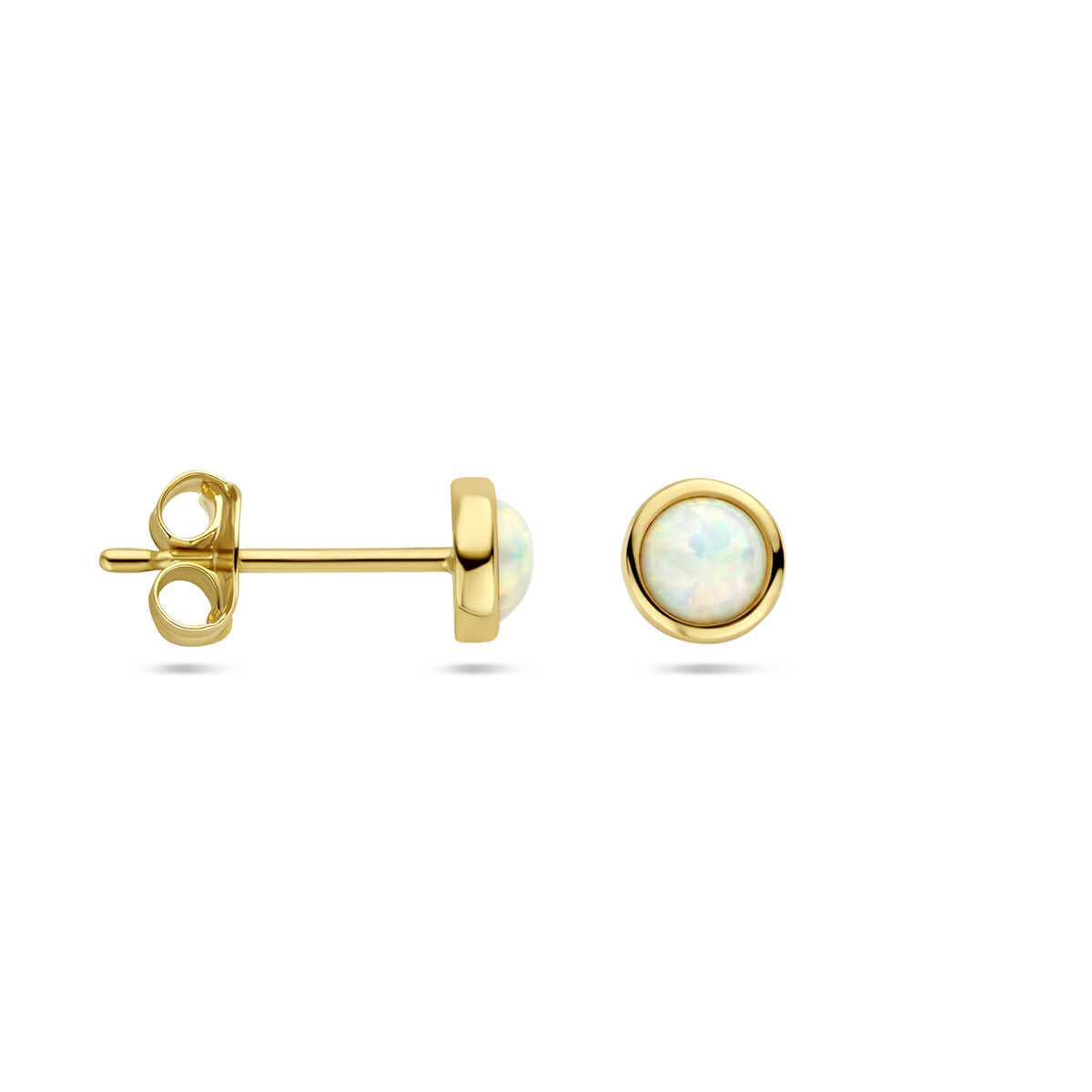puces d'oreilles opale or jaune 14K