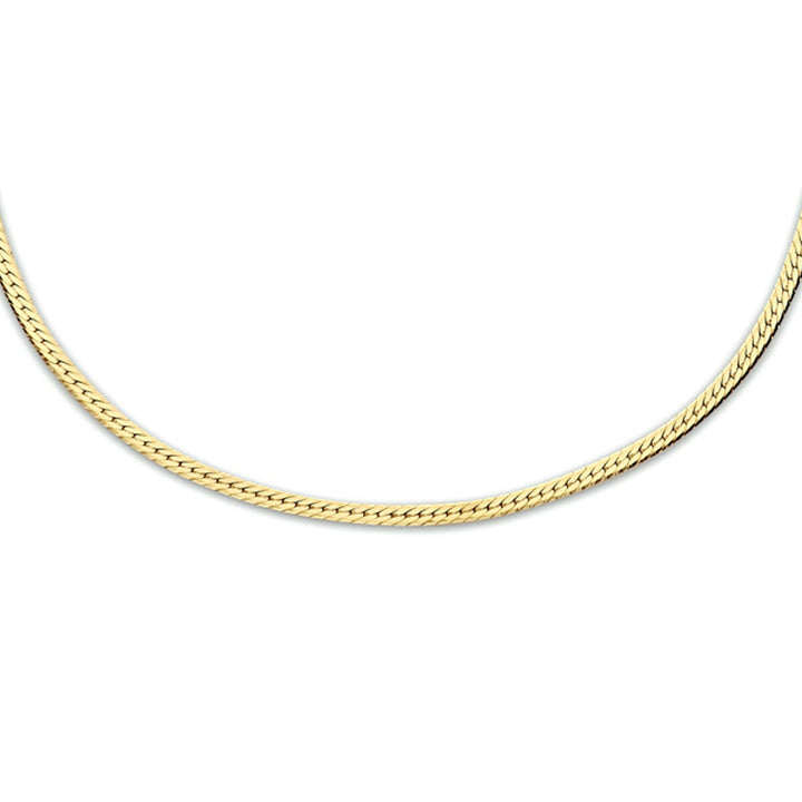 collier slang plat 1,7 mm 40 + 5 cm 3 micron zilver verguld (geel)