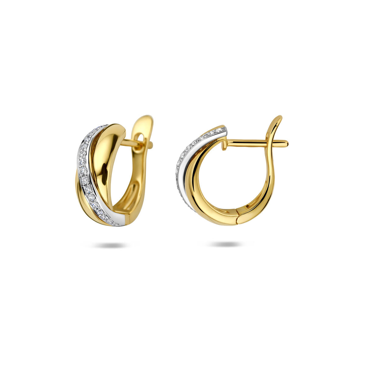 Créoles bicolores 14k avec diamant