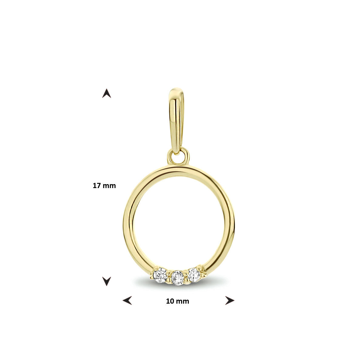 pendentif rond zircone or jaune 14K