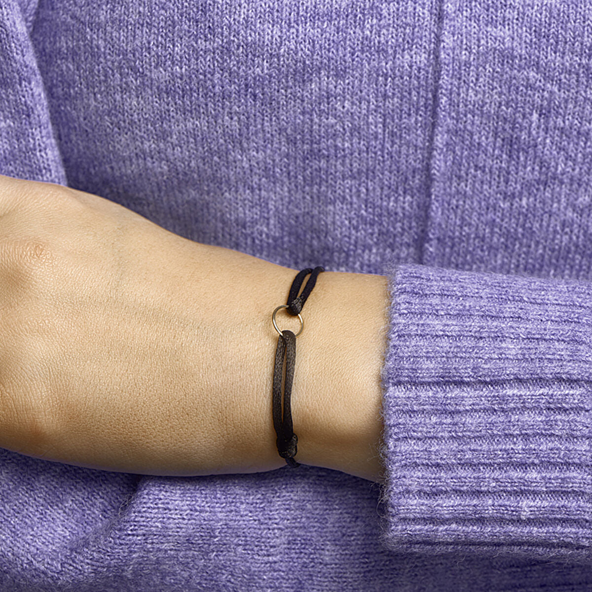 bracelet satin rond 14K or avec caoutchouc/nylon/cuir