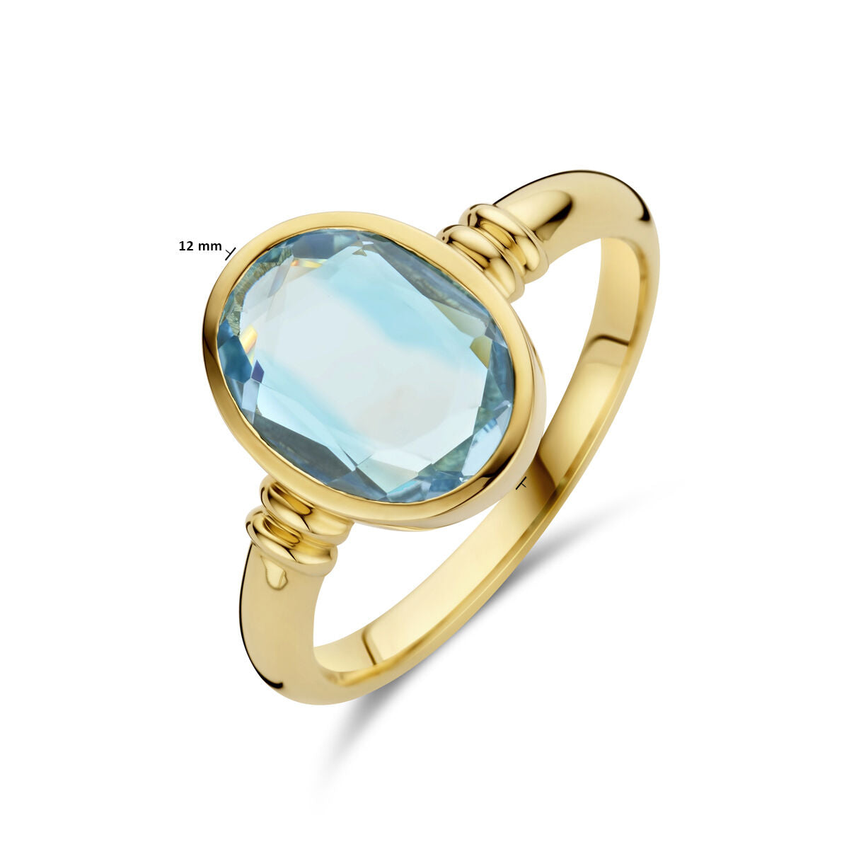 bague topaze bleu ciel 14K or jaune