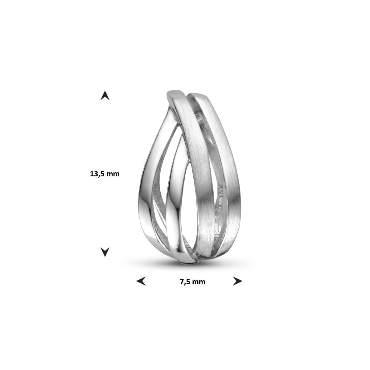 pendentif poli/mat argent rhodié