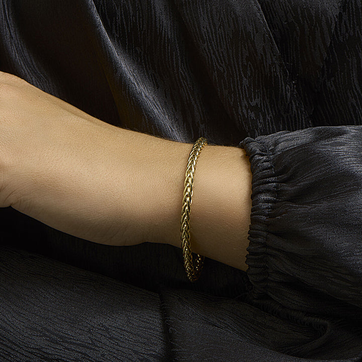 armband vossestaart 4,0 mm 19 cm Zilgold (geelgoud met zilverkern)