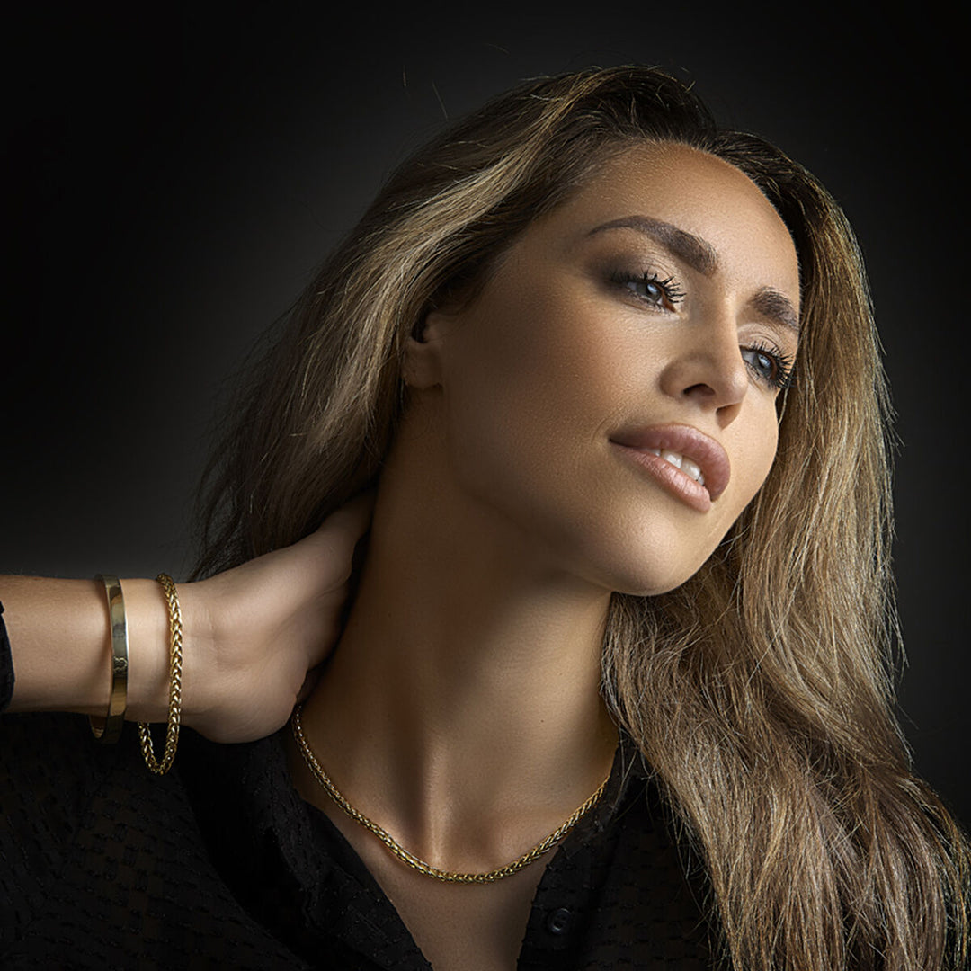 armband vossestaart 4,0 mm 19 cm Zilgold (geelgoud met zilverkern)
