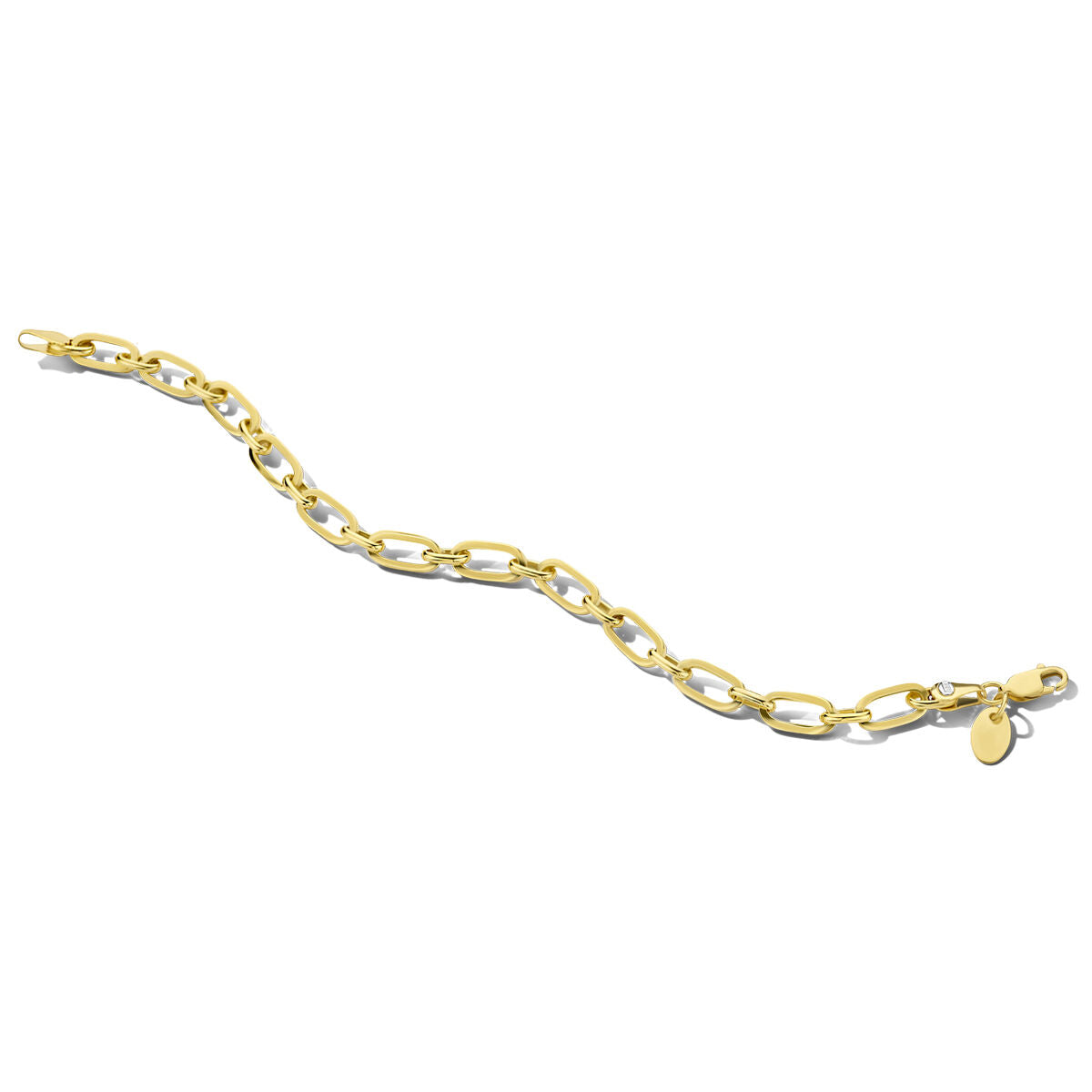 Bracelet en Zilgold avec maillons ancrés, 5,5 mm de large et 19 cm de long.