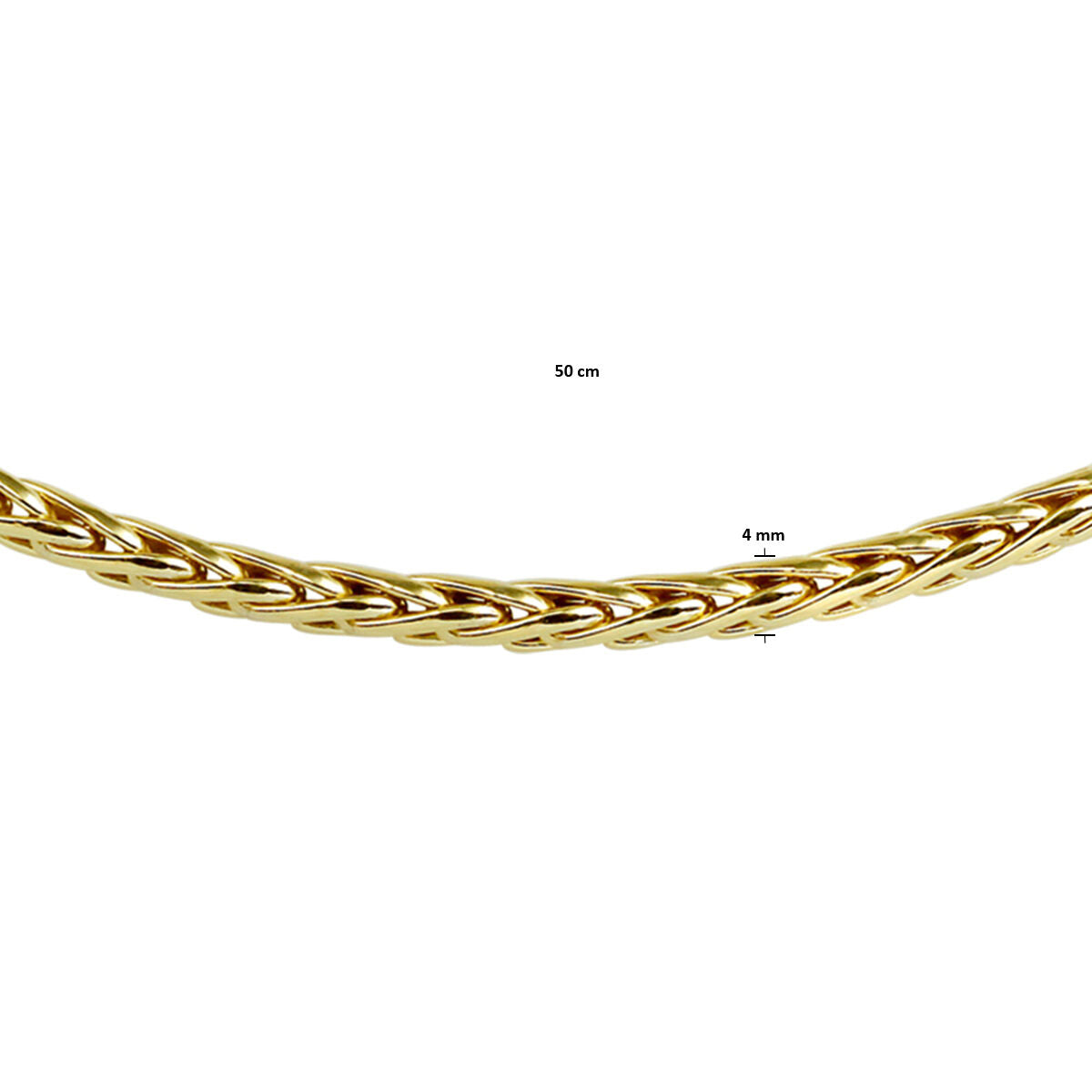 collier vossestaart 4,0 mm or jaune avec noyau en argent