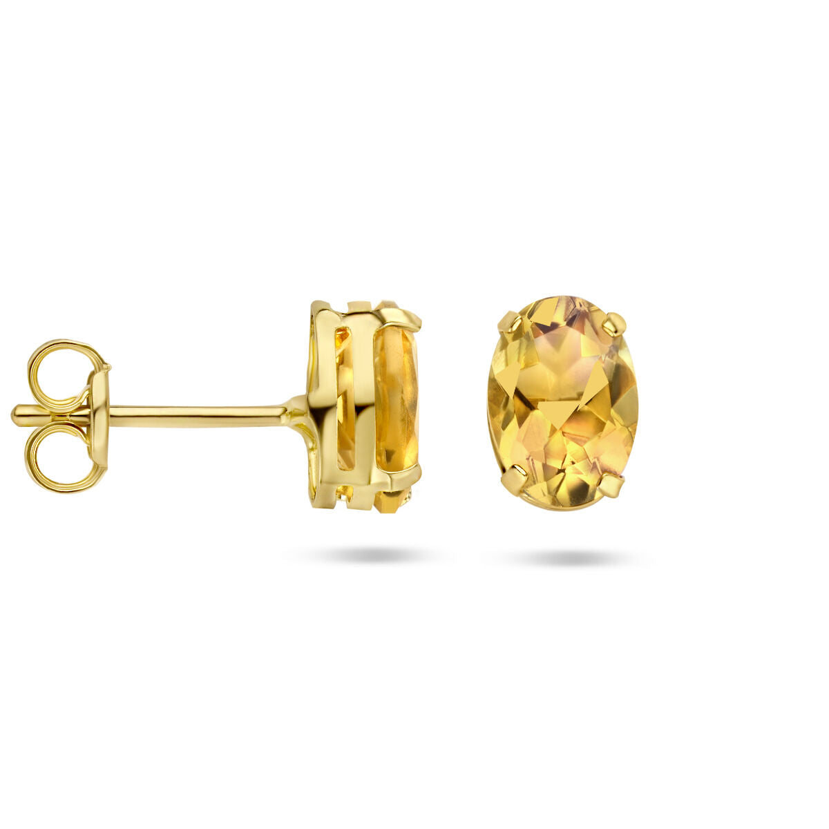 puces d'oreilles citrine or jaune 14K