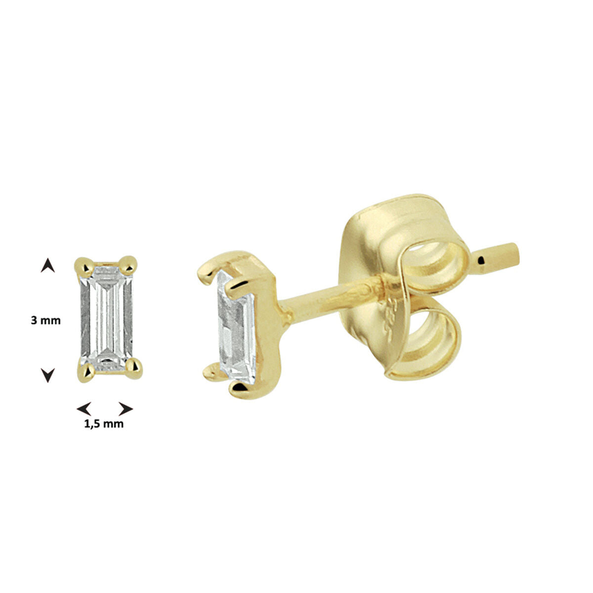 puces d'oreilles zircone 14K or jaune