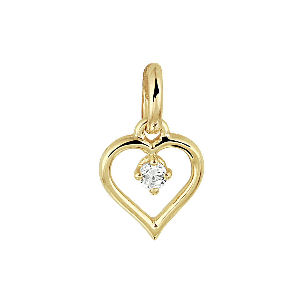 pendentif en cœur en or jaune 14K avec zirkonia.