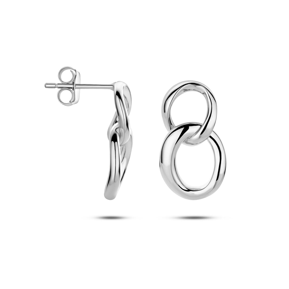 boucles d'oreilles maille argent rhodié