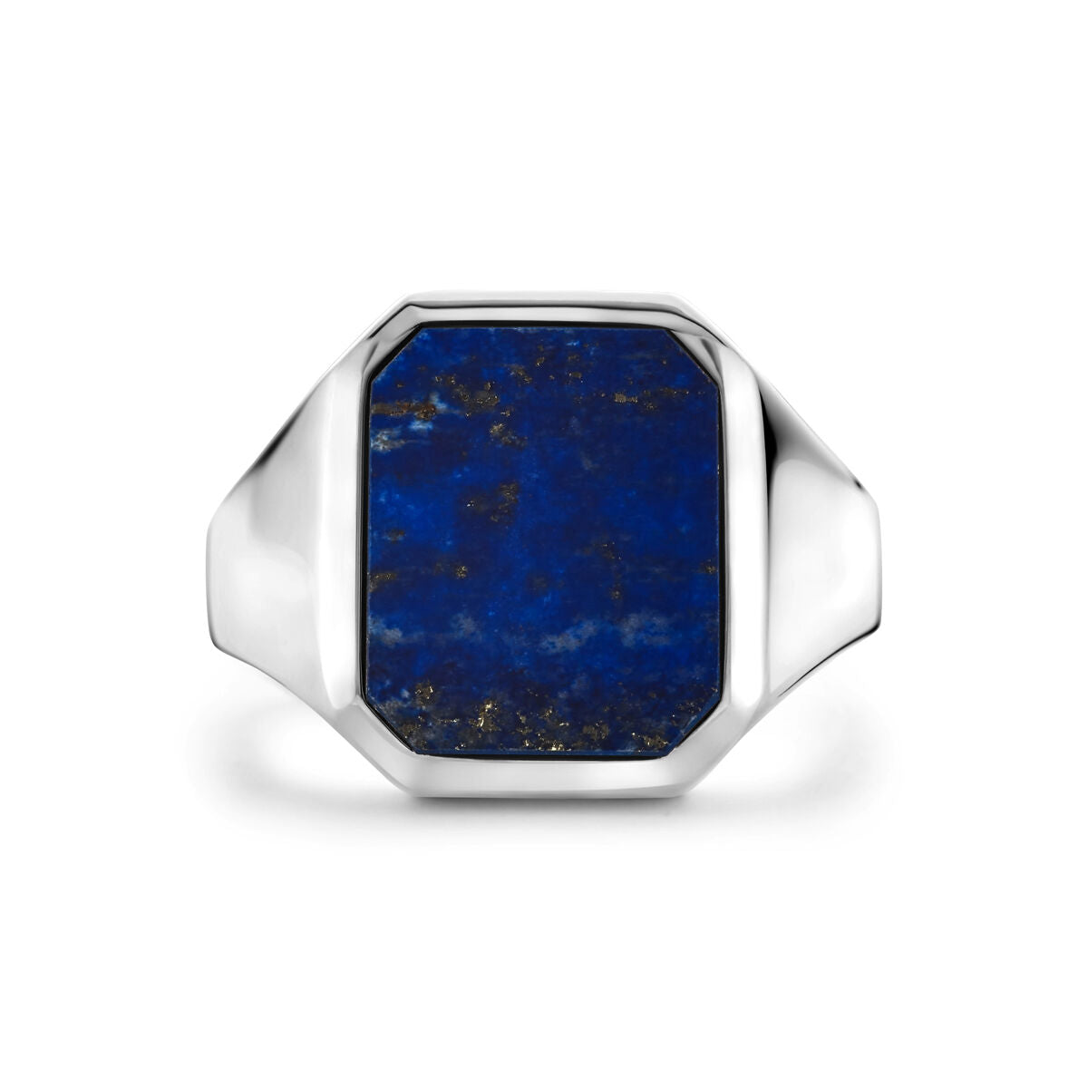 chevalière massive lapis 13 x 11mm argent rhodié