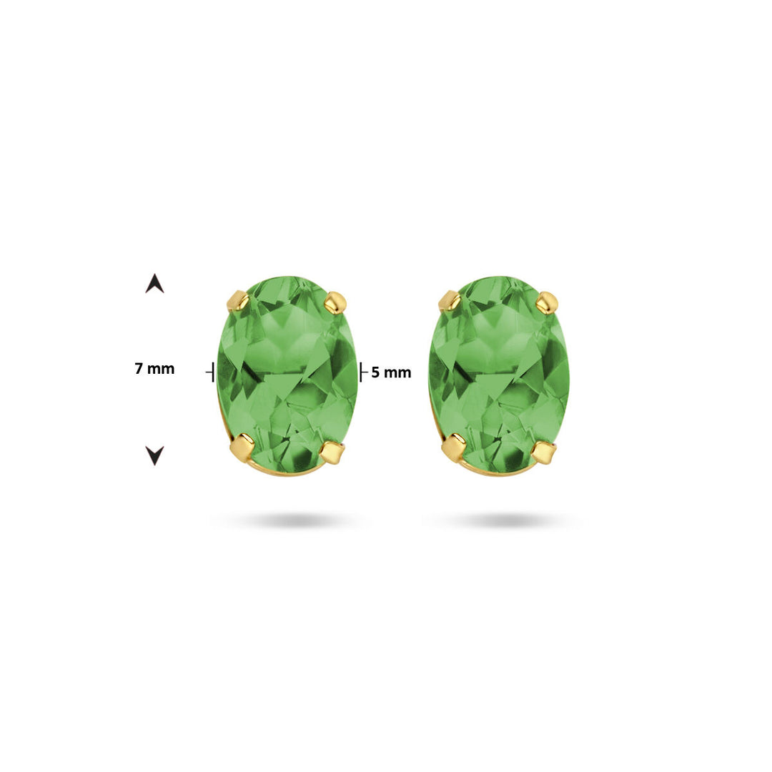 oorknoppen groen agaat 14K geelgoud