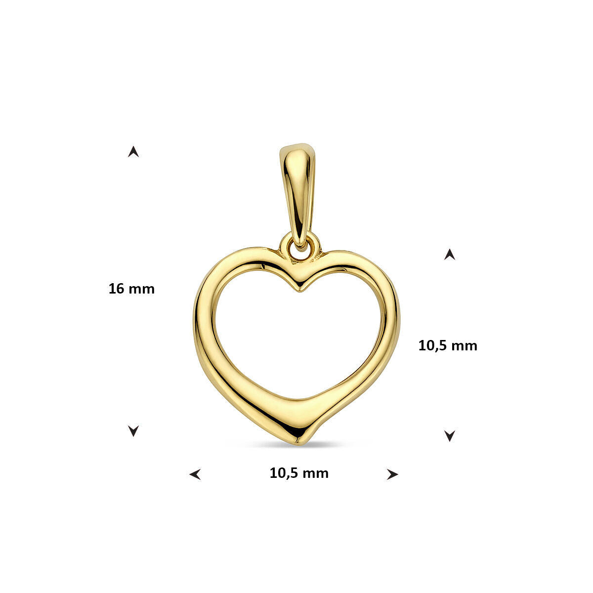 pendentif en or jaune 9k en forme de cœur – symbole d'amour