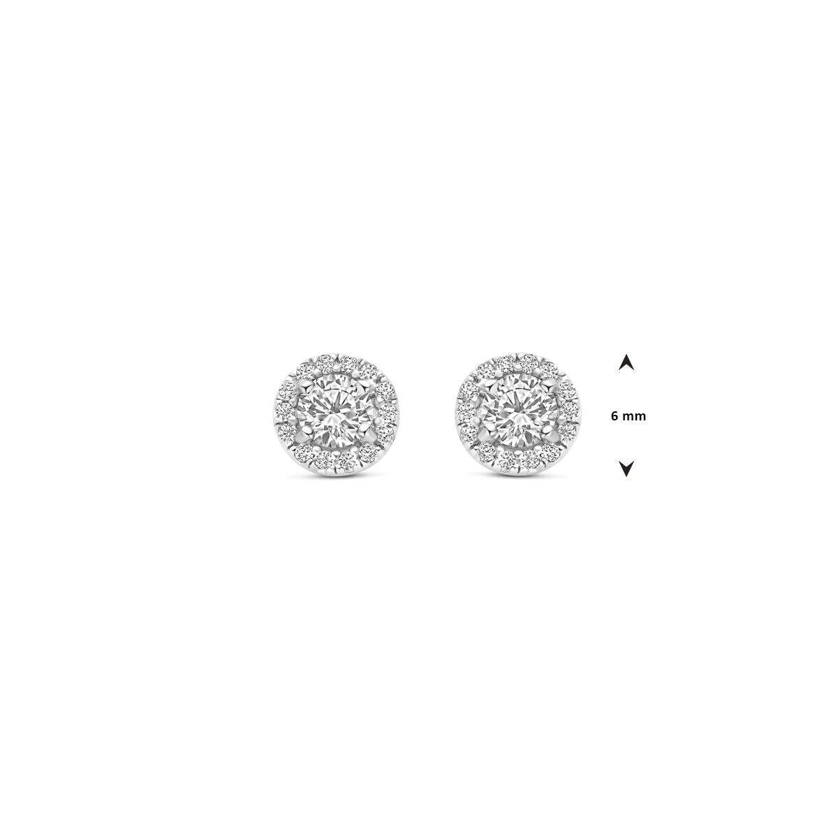 puces d'oreilles zircone 6 mm argent rhodié