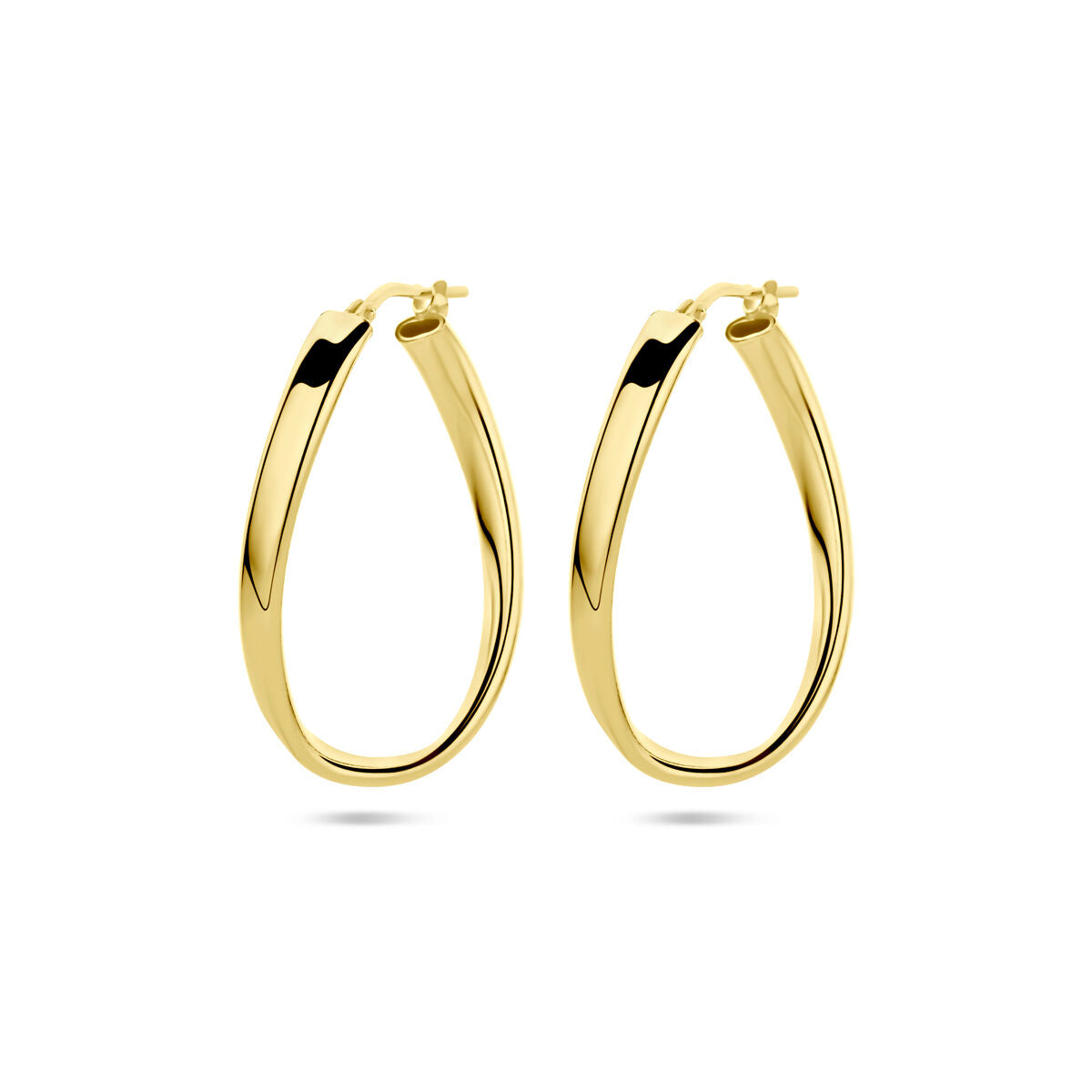 Boucles d'oreilles en argent doré, en forme de tube torsadé, finition brillante.