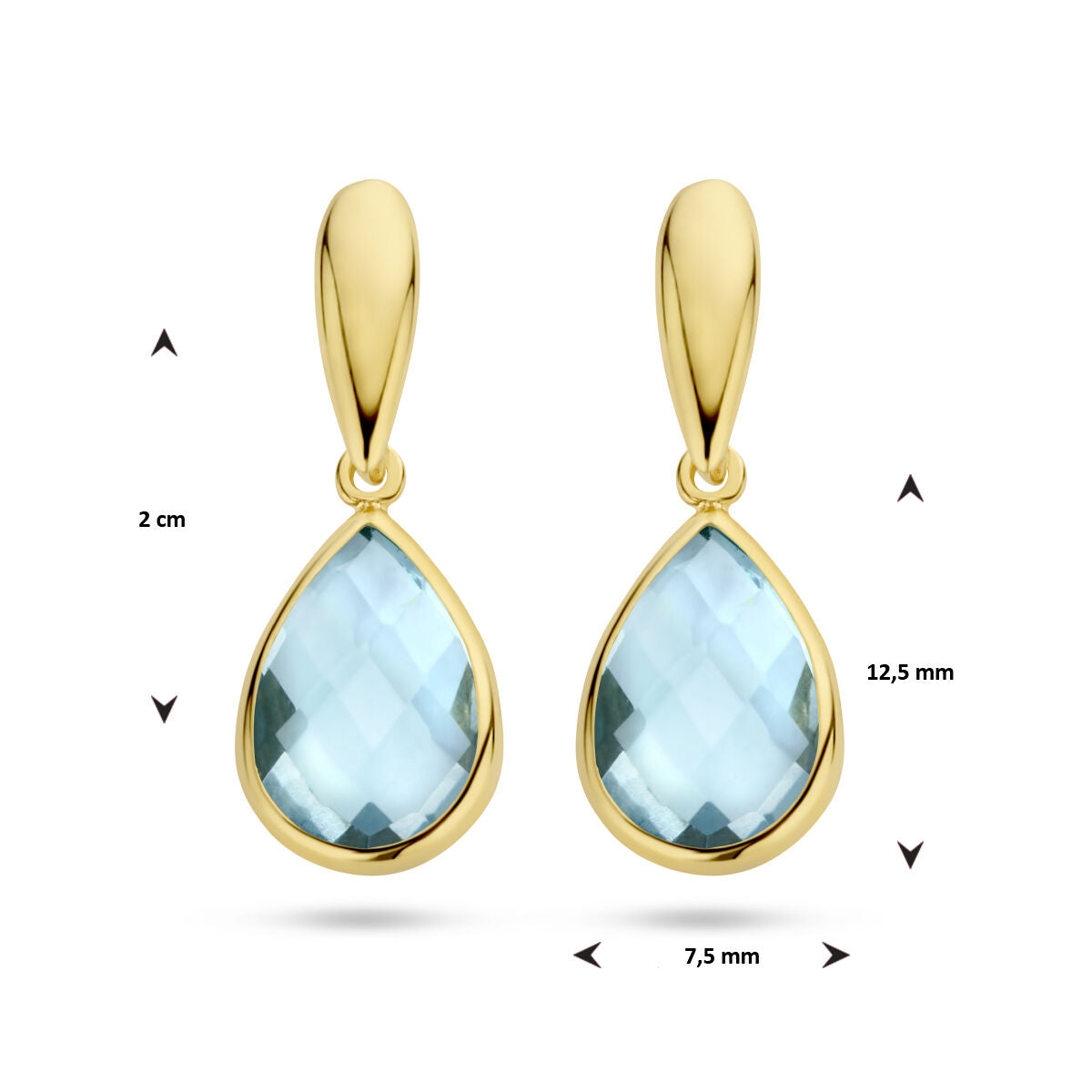 boucles d'oreilles topaze bleue 14K or jaune