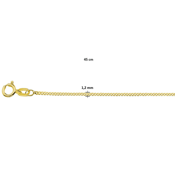 collier gourmette 4-zijdes geslepen 1,2 mm 3 micron zilver verguld (geel)