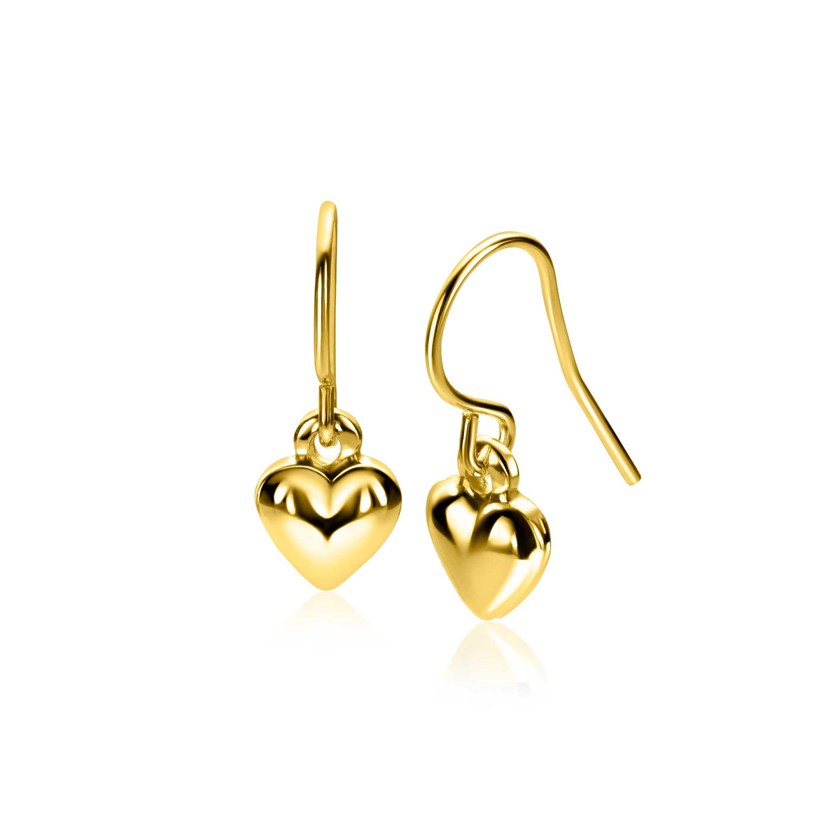 Boucles d'oreilles en forme de cœur en métal doré.