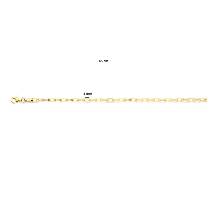 Van der Kooij Collectie - collier paperclip 3 mm 45 cm 14K geelgoud