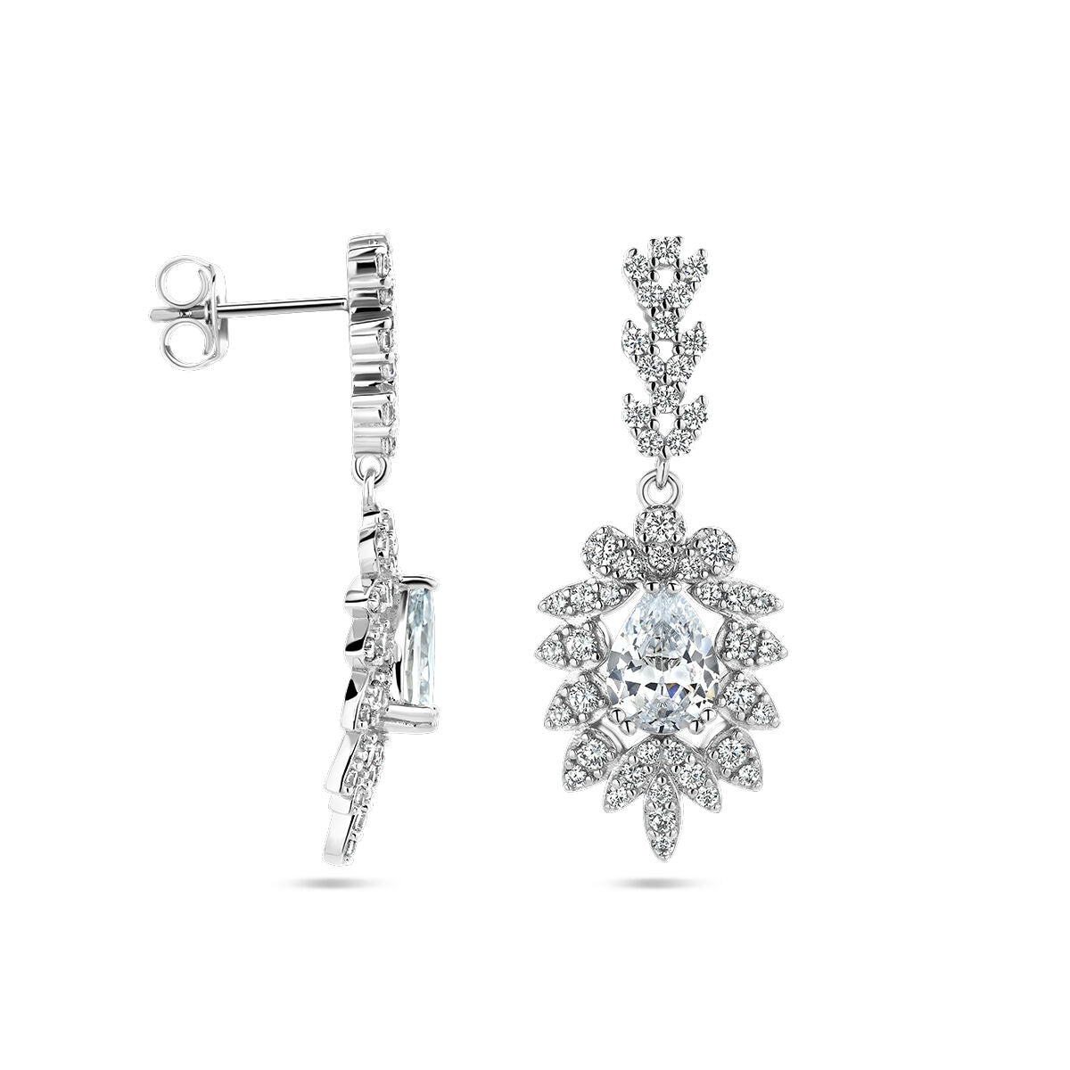 boucles d'oreilles zircone argent rhodié