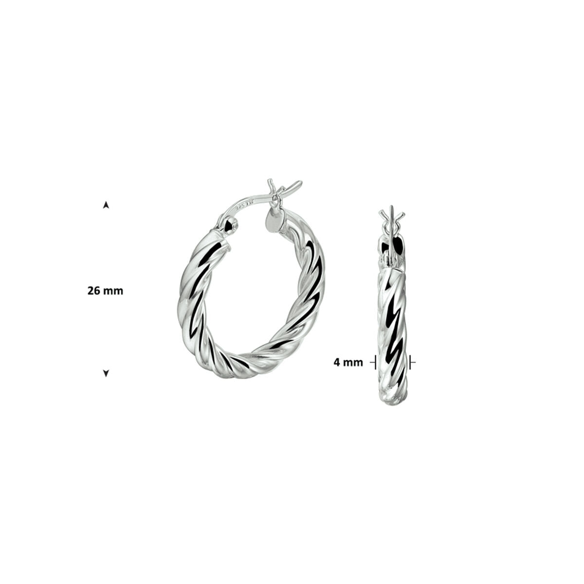 créoles tube torsadé argent rhodié