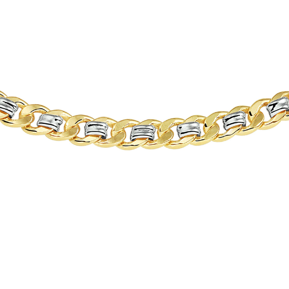Collier van geslepen gourmette schakels van bicolor goud met zilverkern, 6,2 mm breed.