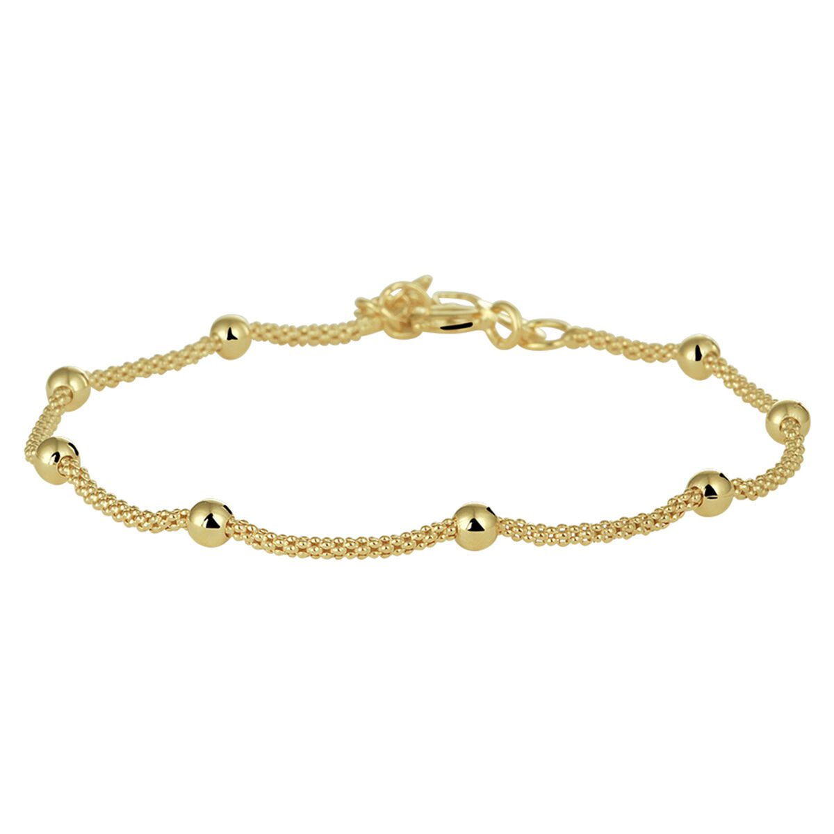 Bracelet en argent doré de 3 microns avec des billes de 3,0 mm, longueur 17 + 2 cm.