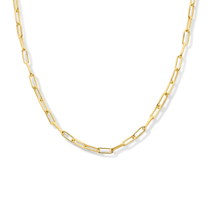 collier paperclip vierkante buis 2,3 mm 41 + 4 cm 3 micron zilver verguld (geel)