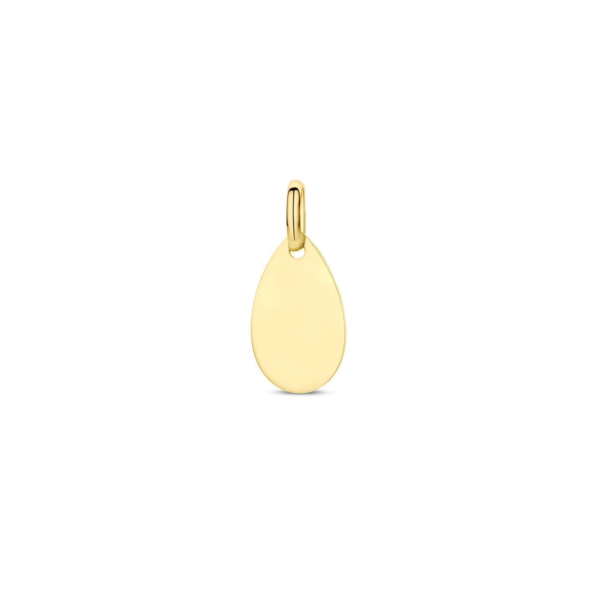 Pendentif en or jaune 14K en forme de goutte, lisse et poli.