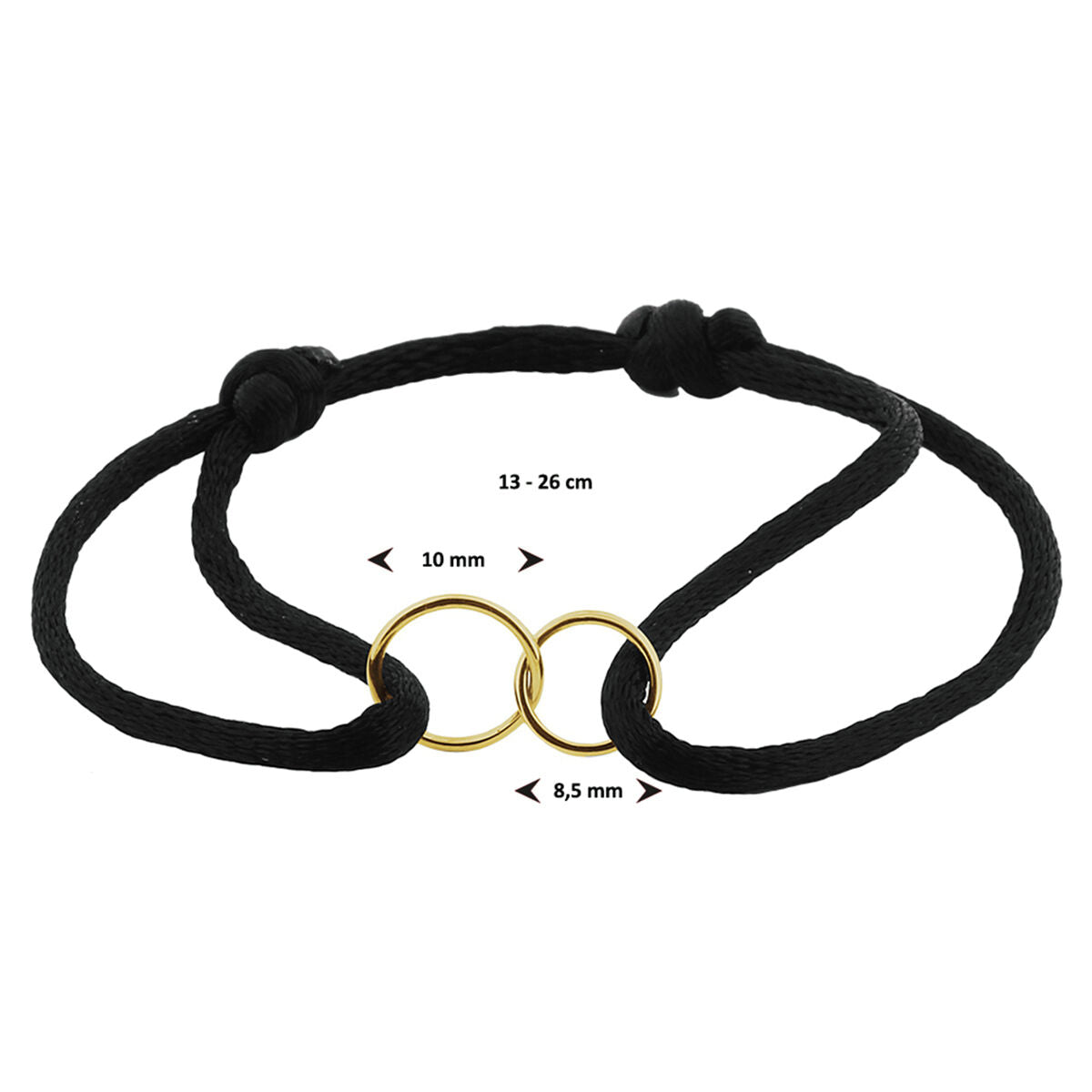 bracelet satin ronds 14K or avec caoutchouc/nylon/cuir