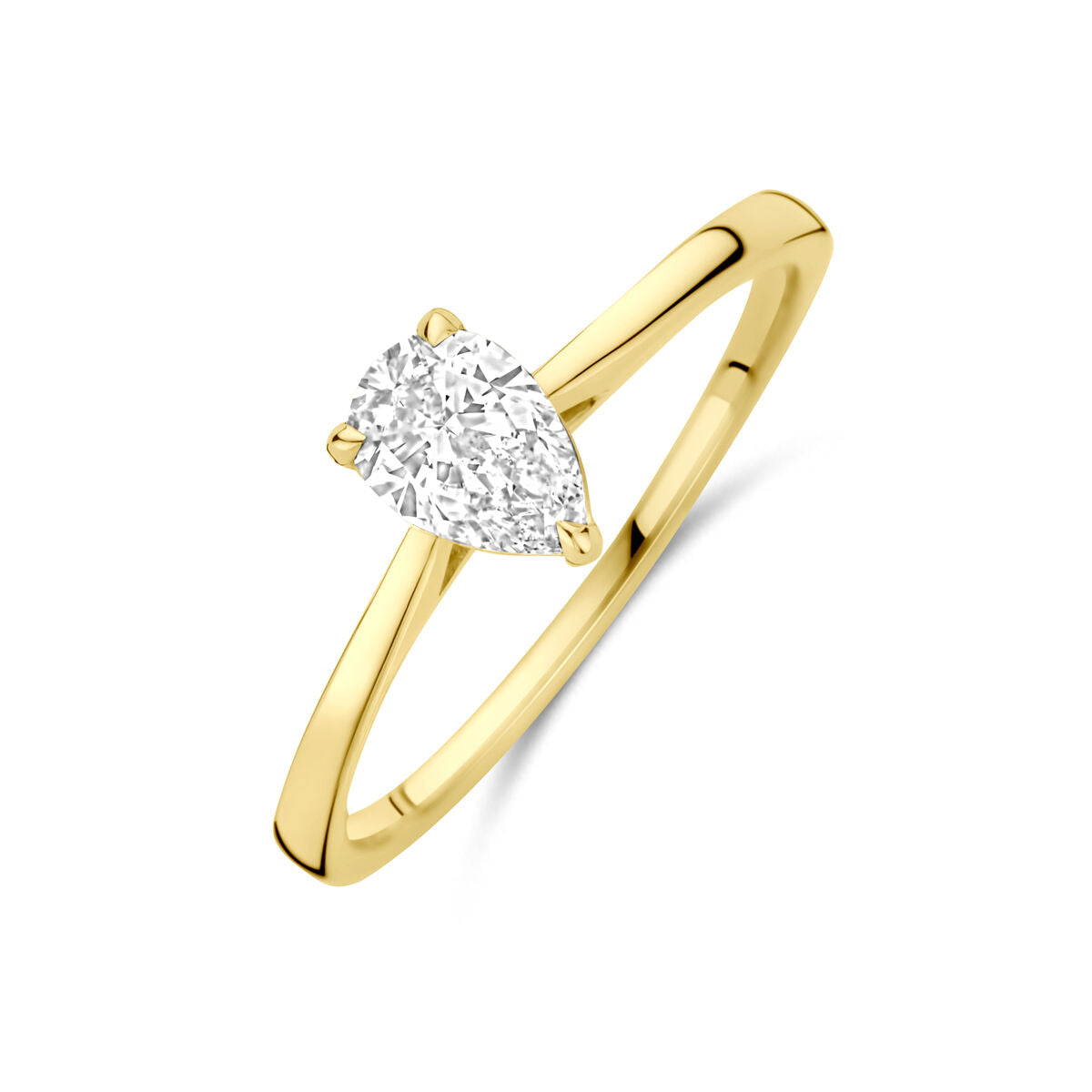 Bague en or jaune 14K avec diamant lab-grown en forme de poire de 0,50 ct.