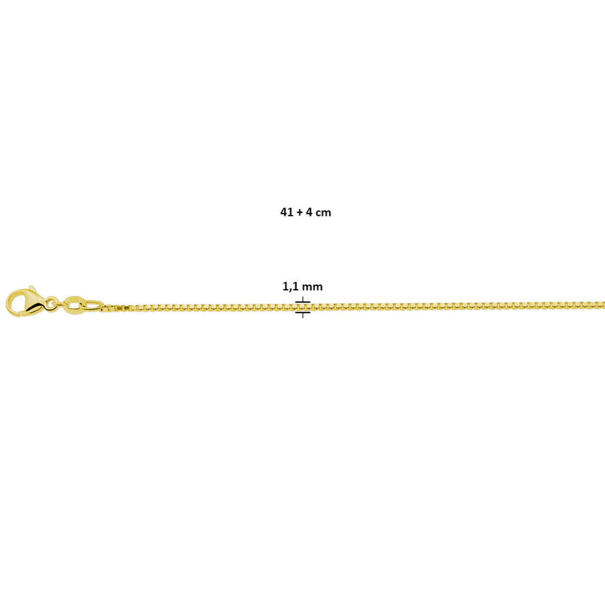 collier vénitien 1,1 mm 41 + 4 cm 3 microns argent plaqué or (jaune)