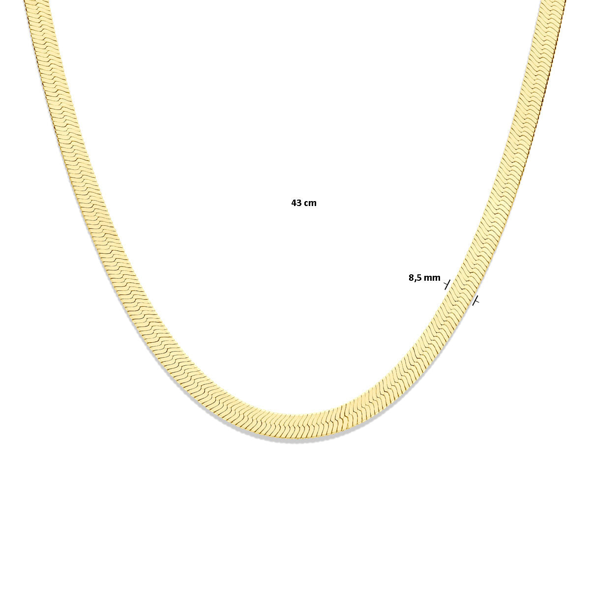 collier serpent plat 8,5 mm 43 cm 3 microns argent plaqué or (jaune)