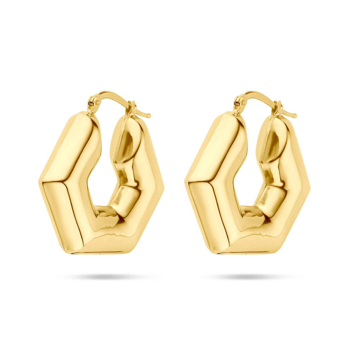 Boucles d'oreilles en argent doré, forme géométrique, 30 mm de diamètre.