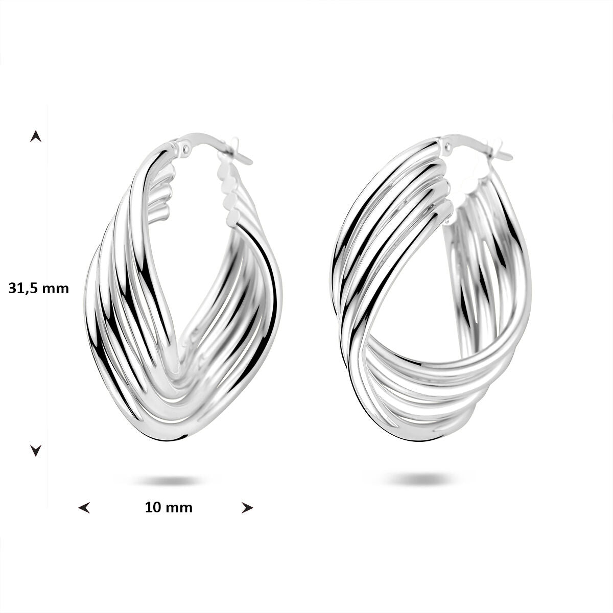 Boucles d'oreilles rhodiées en argent pour femme – 31,5 mm