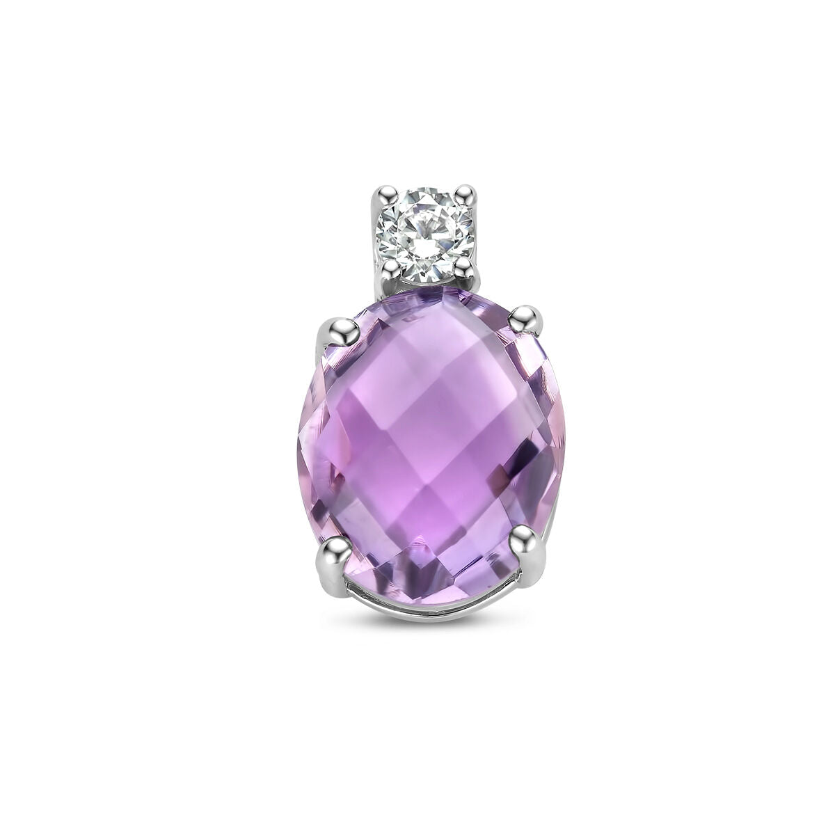 pendentif améthyste et zircone argent rhodié
