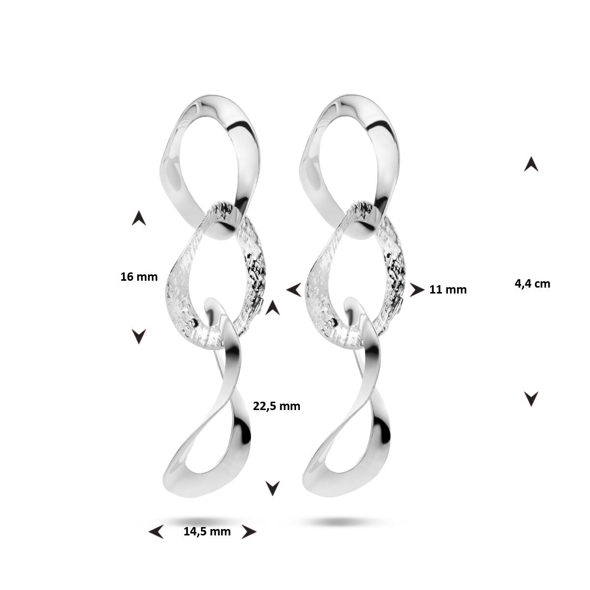 boucles d'oreilles ovales poli/mat argent rhodié