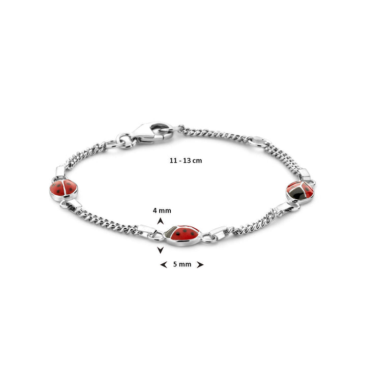 armband lieveheersbeestje 11 - 13 cm zilver gerhodineerd