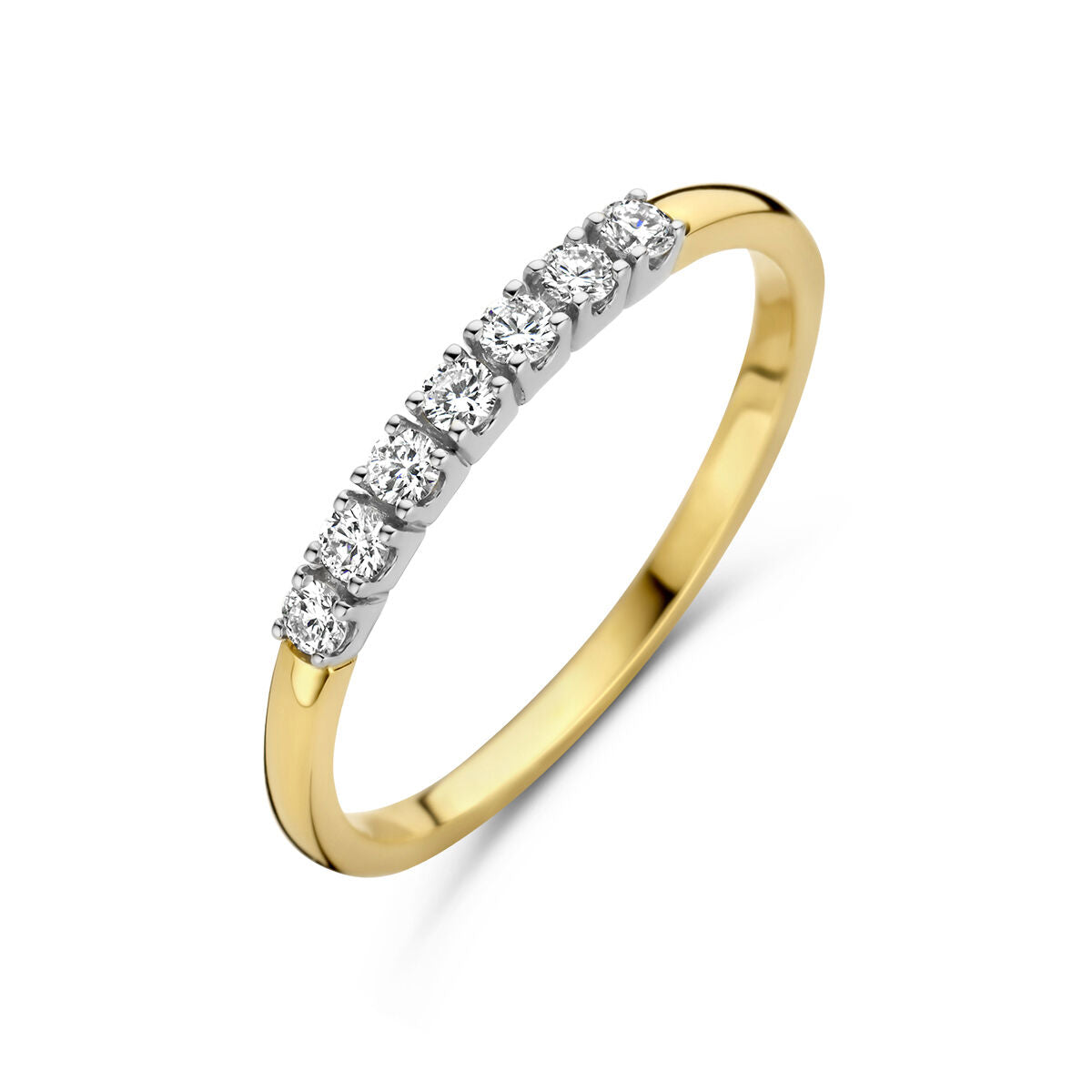 Bague en or bicolore jaune et blanc avec cinq diamants de 0,21 ct.