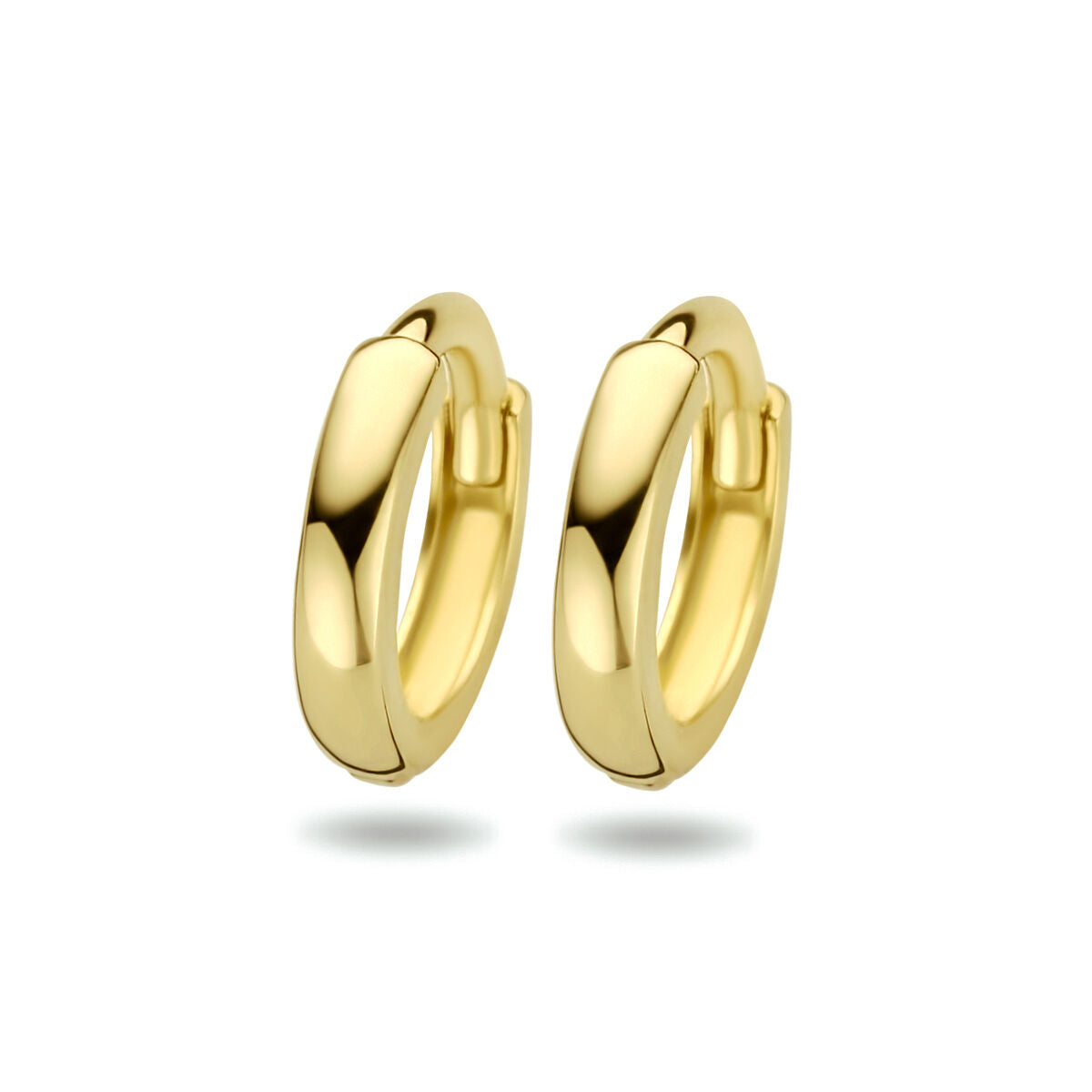 Boucles d'oreilles en or jaune 14 carats, de forme ronde et lisse, mesurant 1,6 x 8 mm.