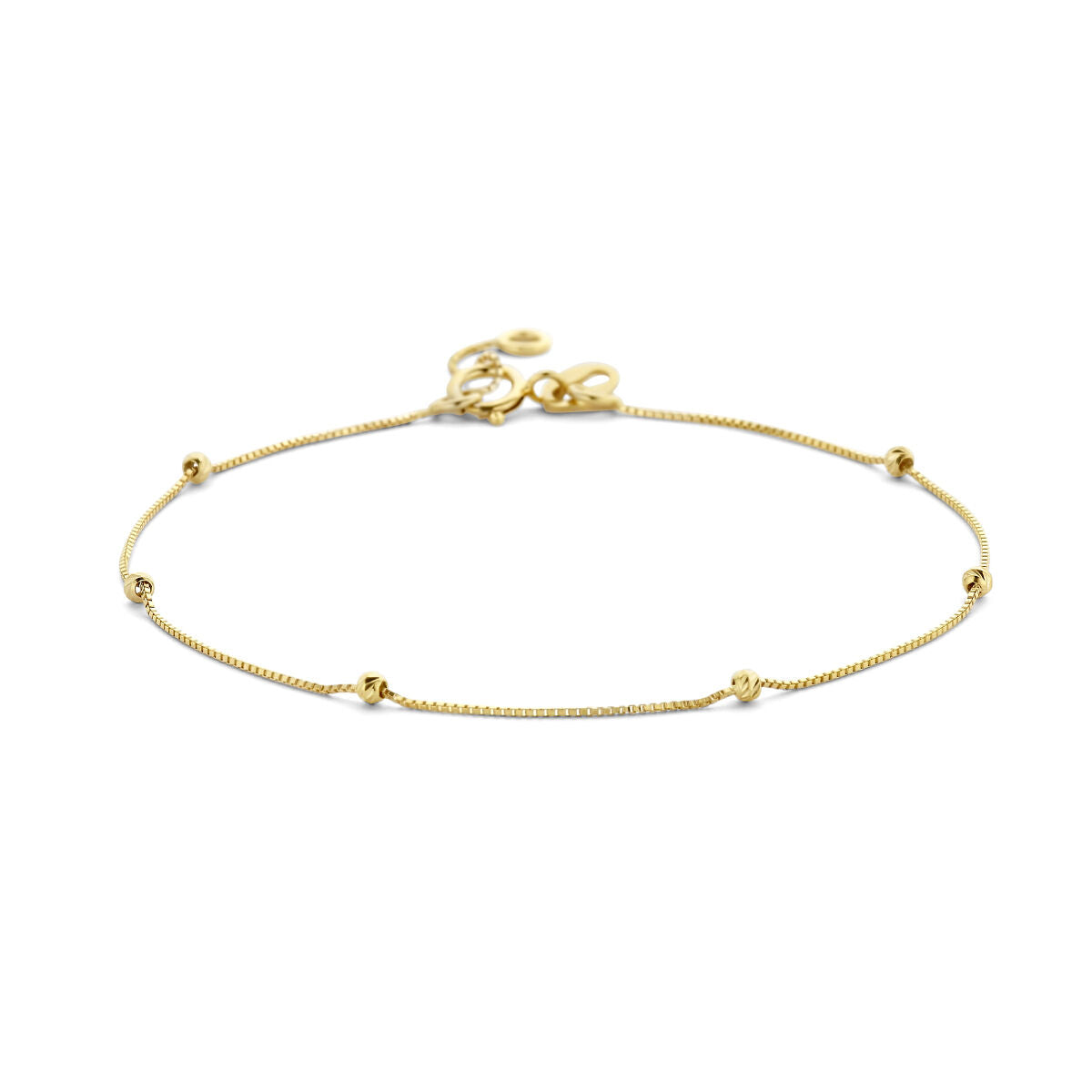Bracelet en or 14K avec des billes diamantées.