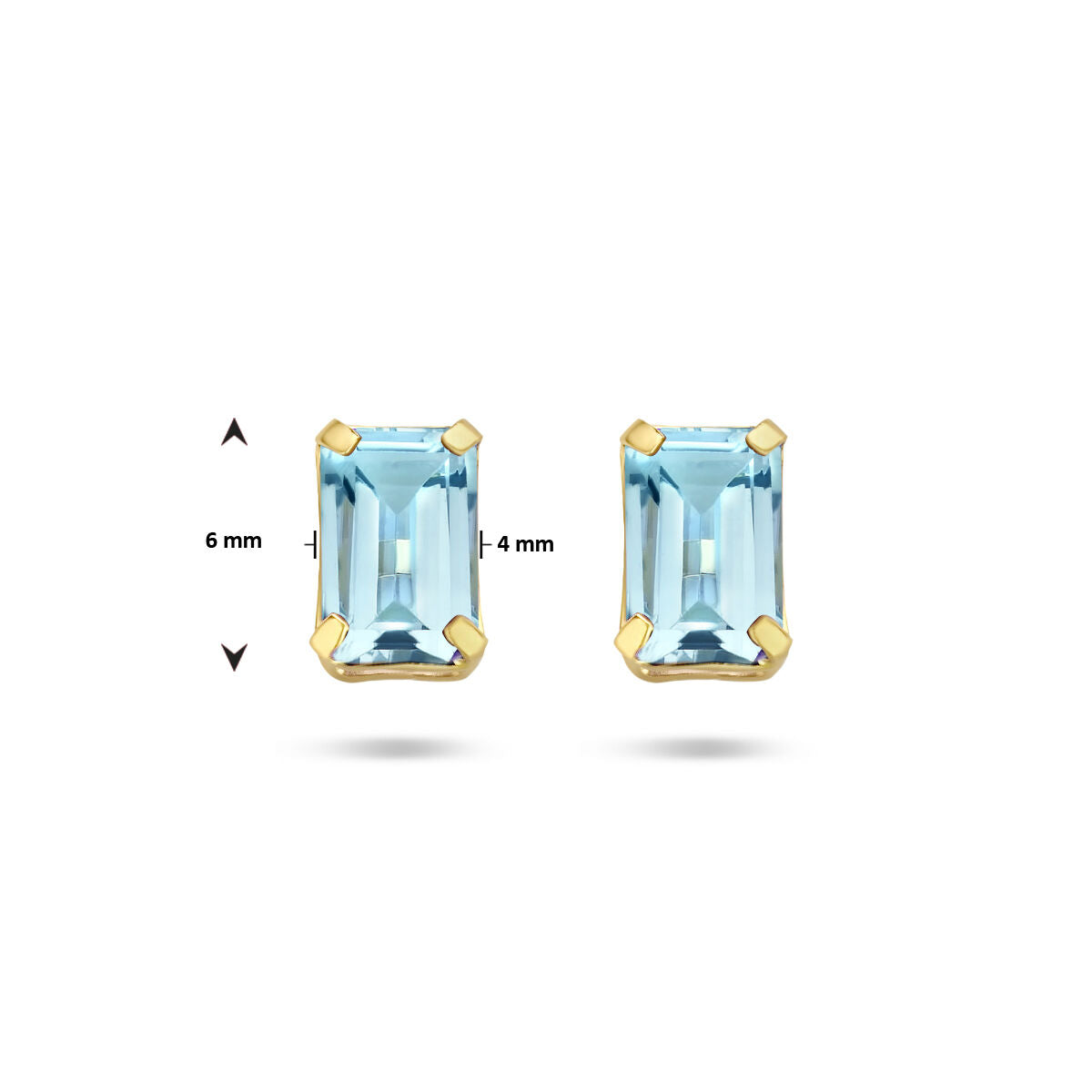 puces d'oreilles topaze bleue 14K or jaune