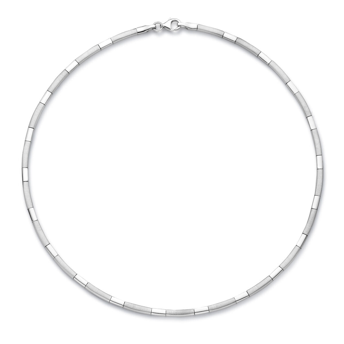 collier choker 3,3 mm 43 cm poli/mat argent rhodié