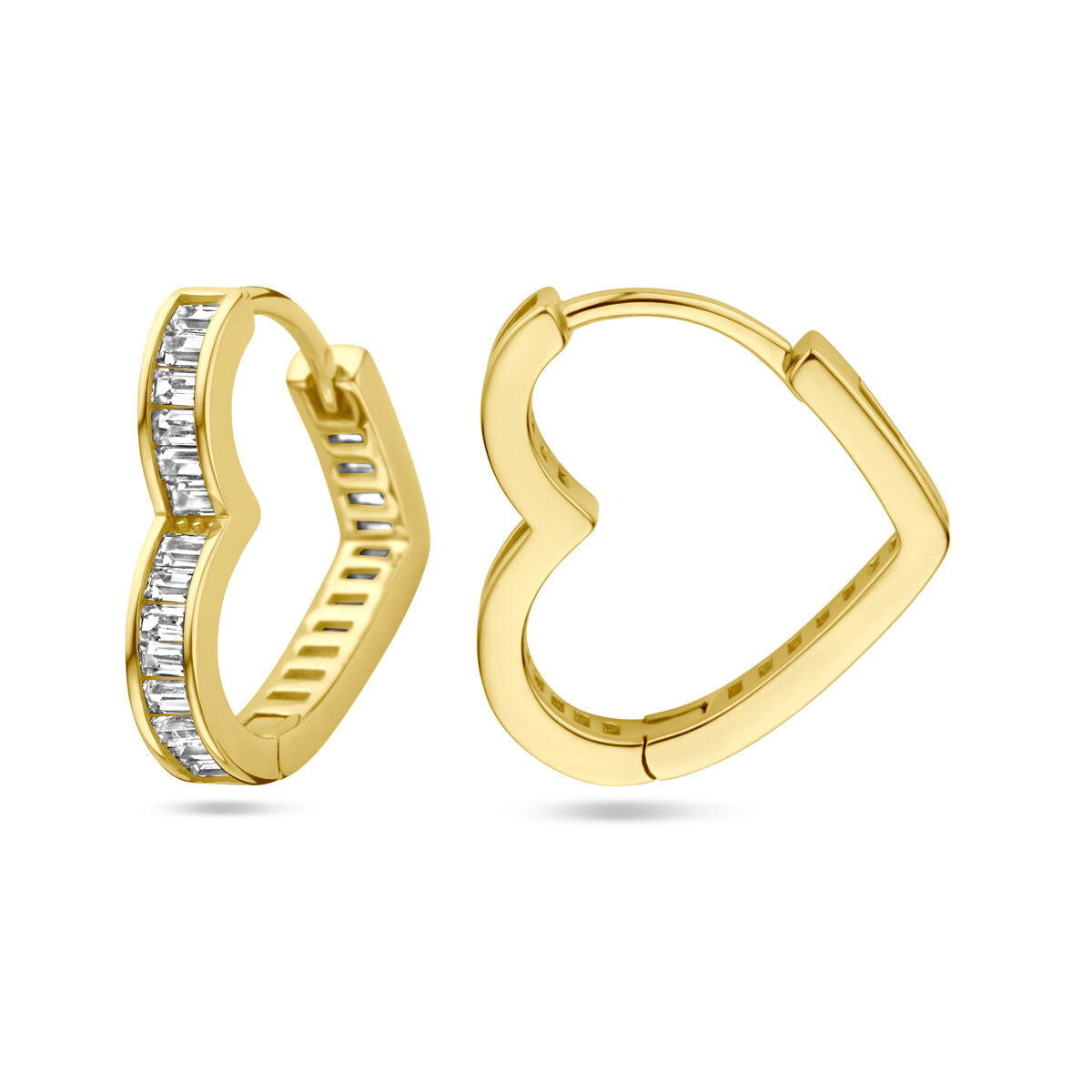 créoles cœur zircone 1 micron argent plaqué or (jaune)