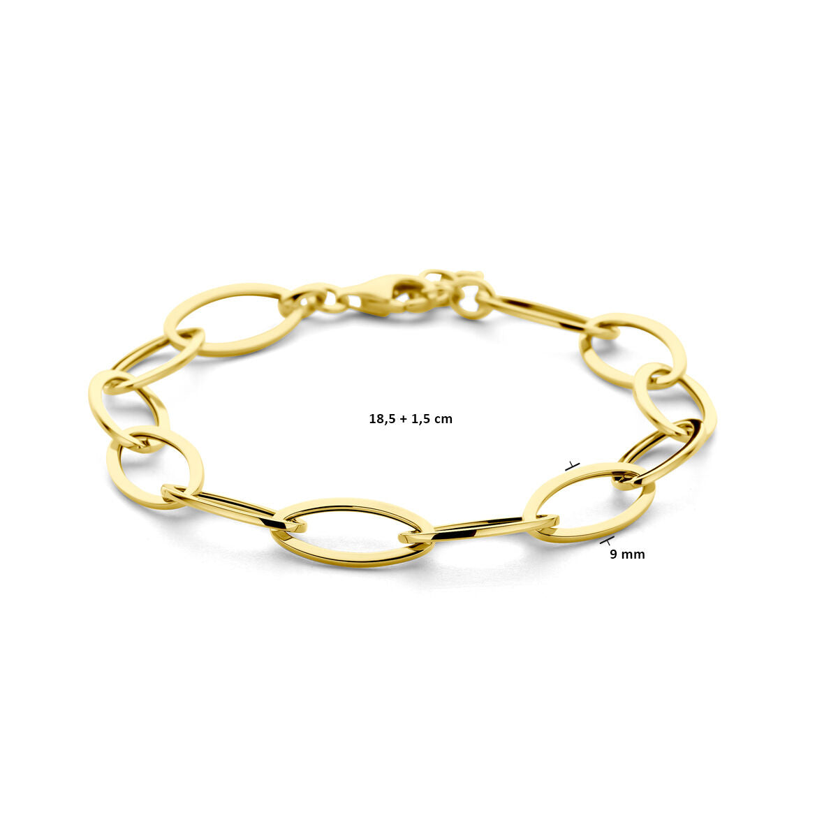 bracelet 9 mm 18,5 + 1,5 cm or jaune 14K