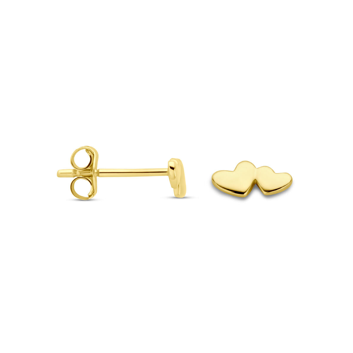 puces d'oreilles cœurs 3 mm or jaune 14K