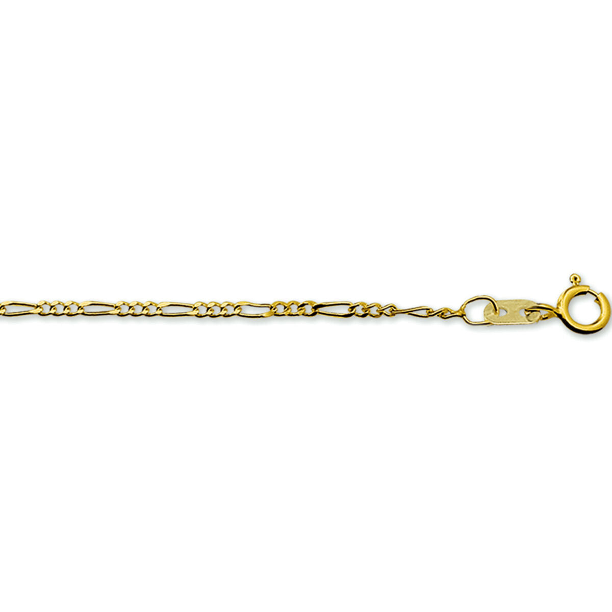 Bracelet figaro en or jaune 14K de 1,6 mm et 18 cm avec fermoir.